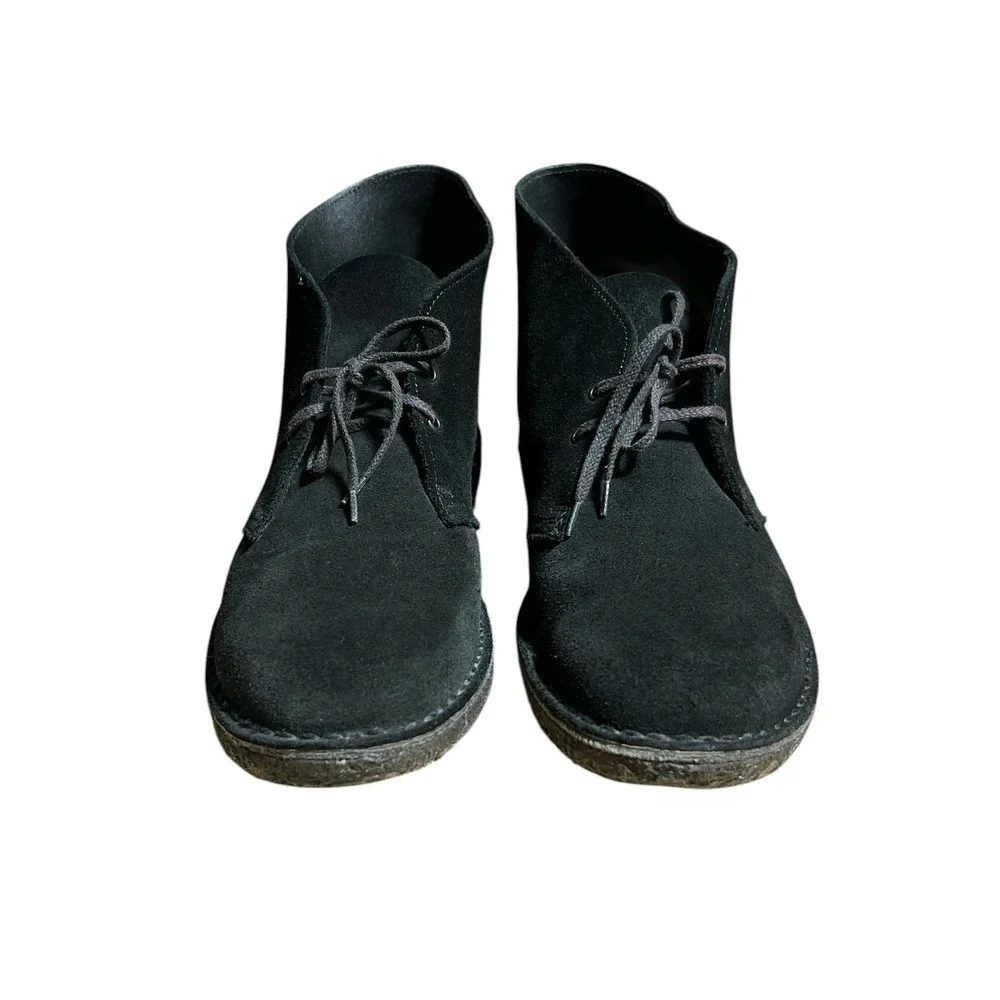 Clarks Desert Boot Mens Size 9 Black Suede Chukka Crepe Sole Mid Top Shoes